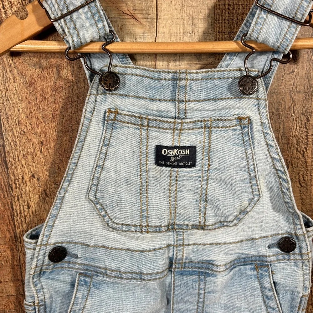 OshKosh B'gosh 2T Denim Overalls Light Wash Toddler Bib Carpenter Jeans